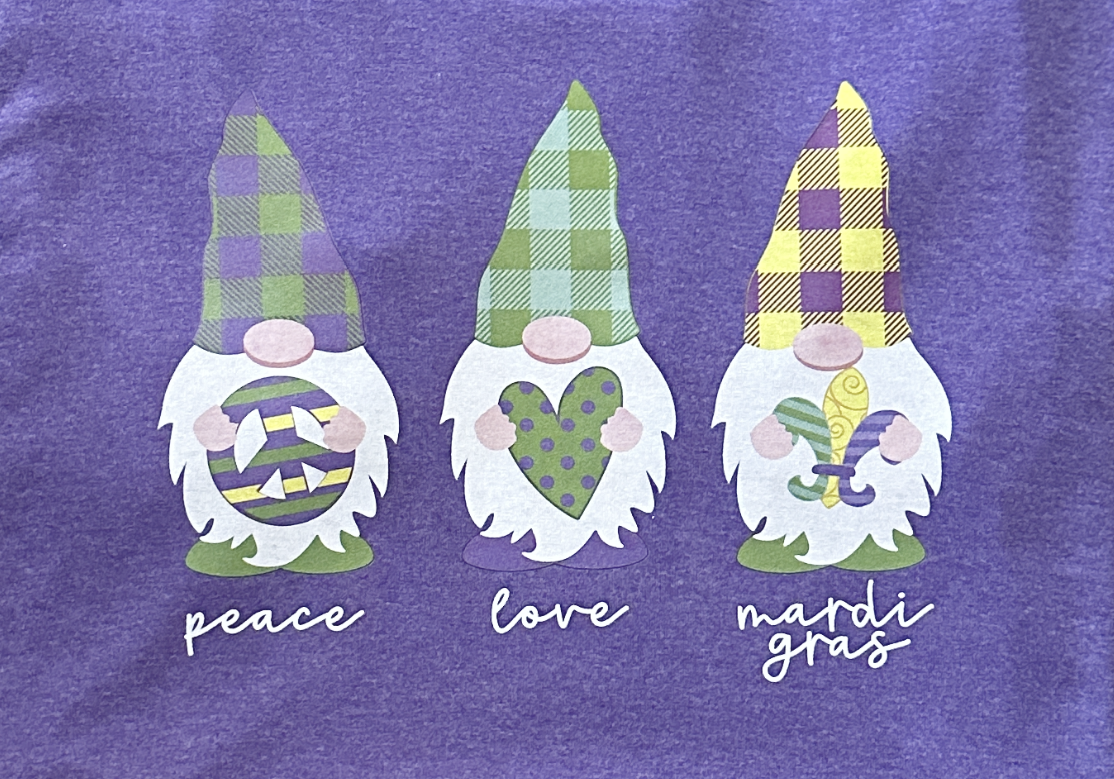 Short Sleeve Mardi Gras Gnome T-Shirt