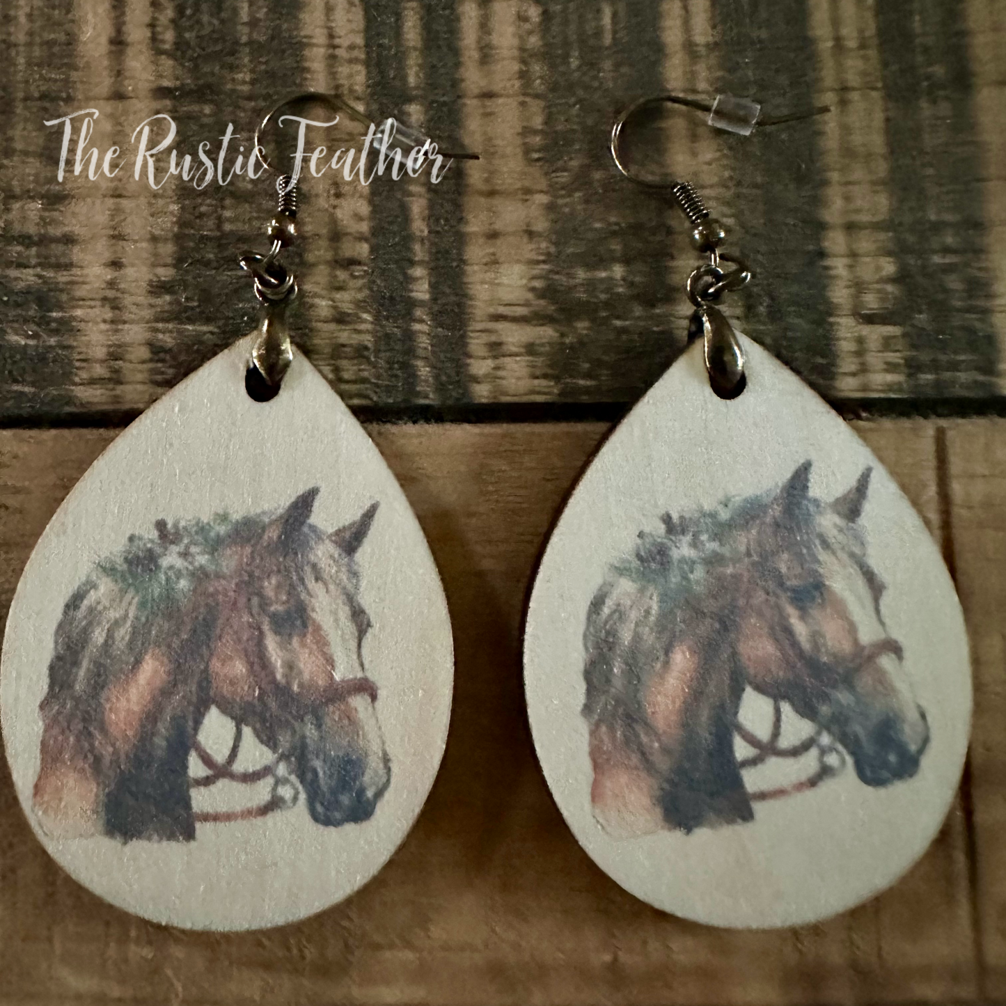 Horse Head Wood Earrings STY 1