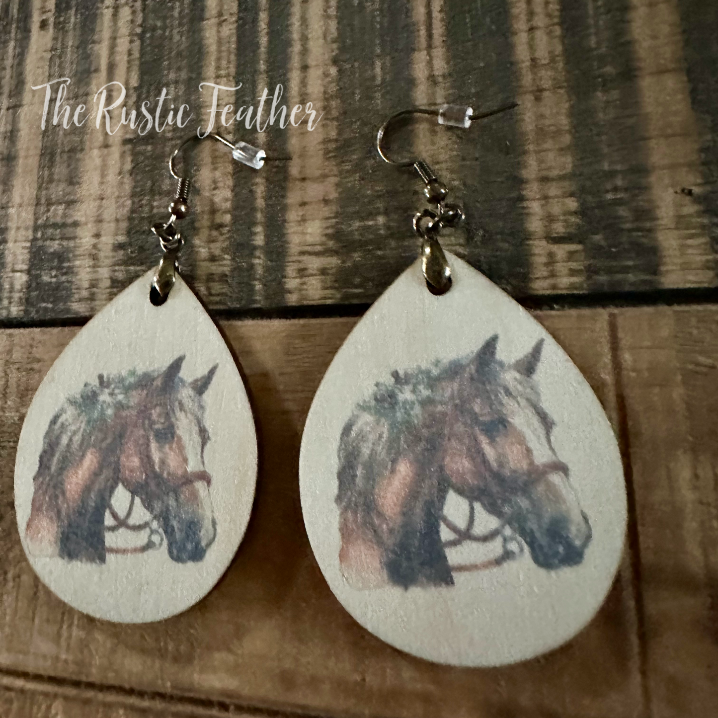 Horse Head Wood Earrings STY 1