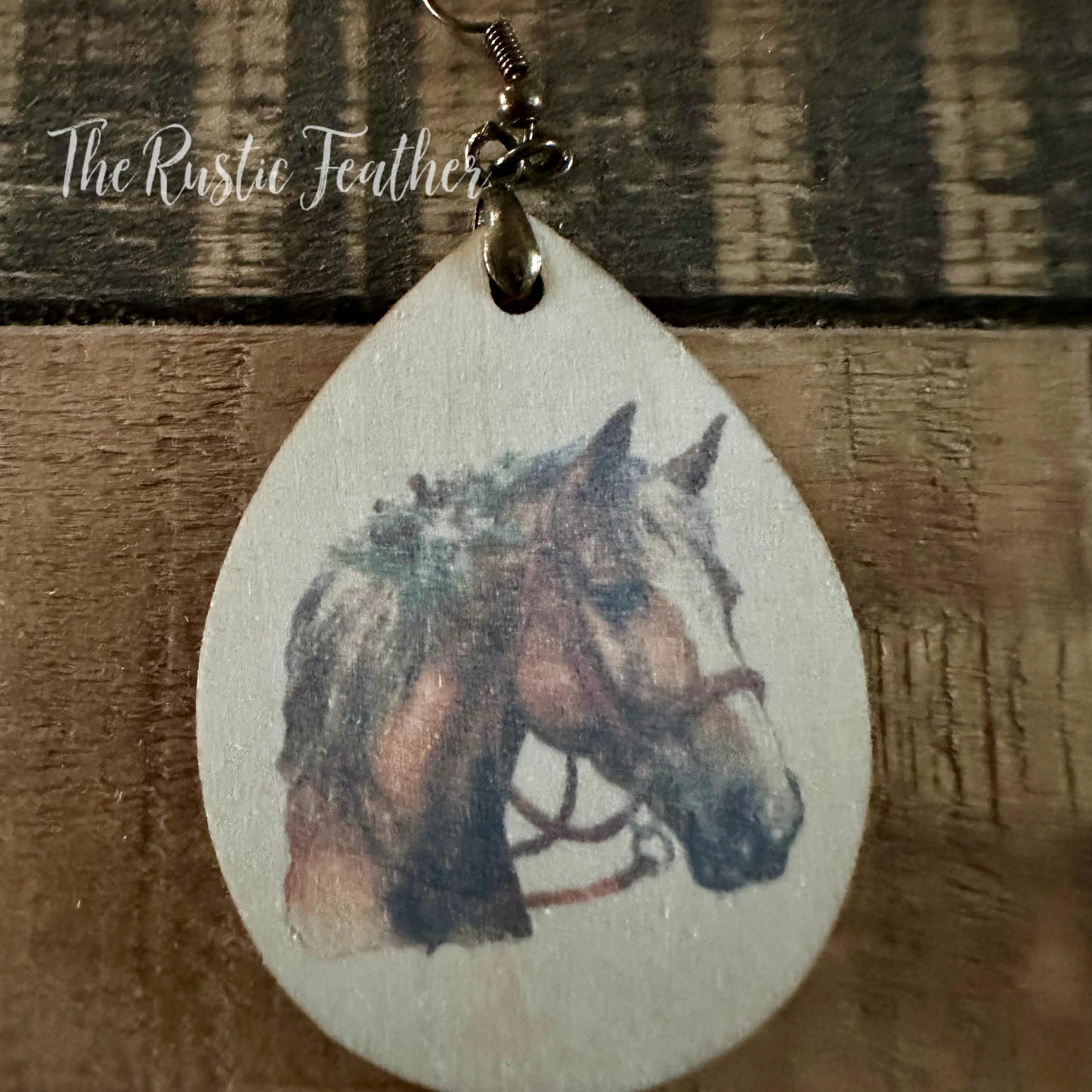 Horse Head Wood Earrings STY 1